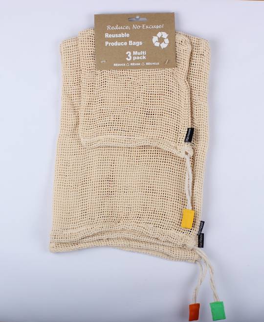 Eco friendly reusable produce bags 3 multi pack Code: BAG-PRO/3PK